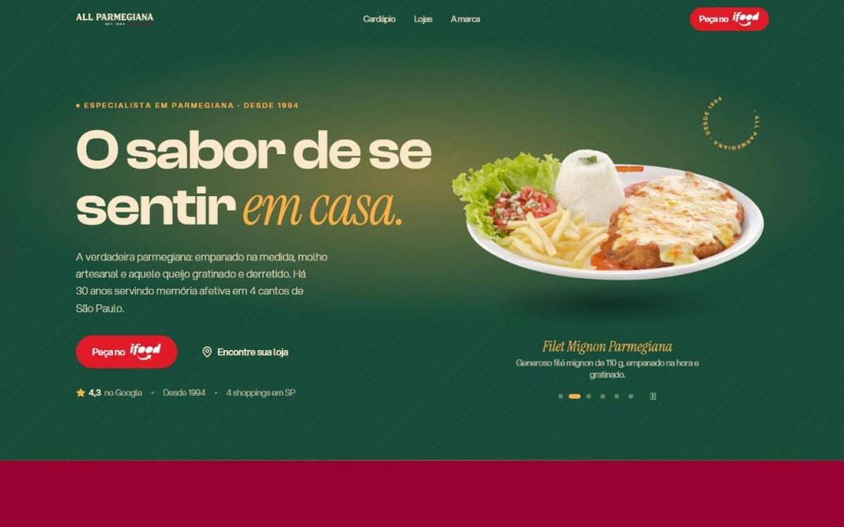 All Parmegiana: site do restaurante